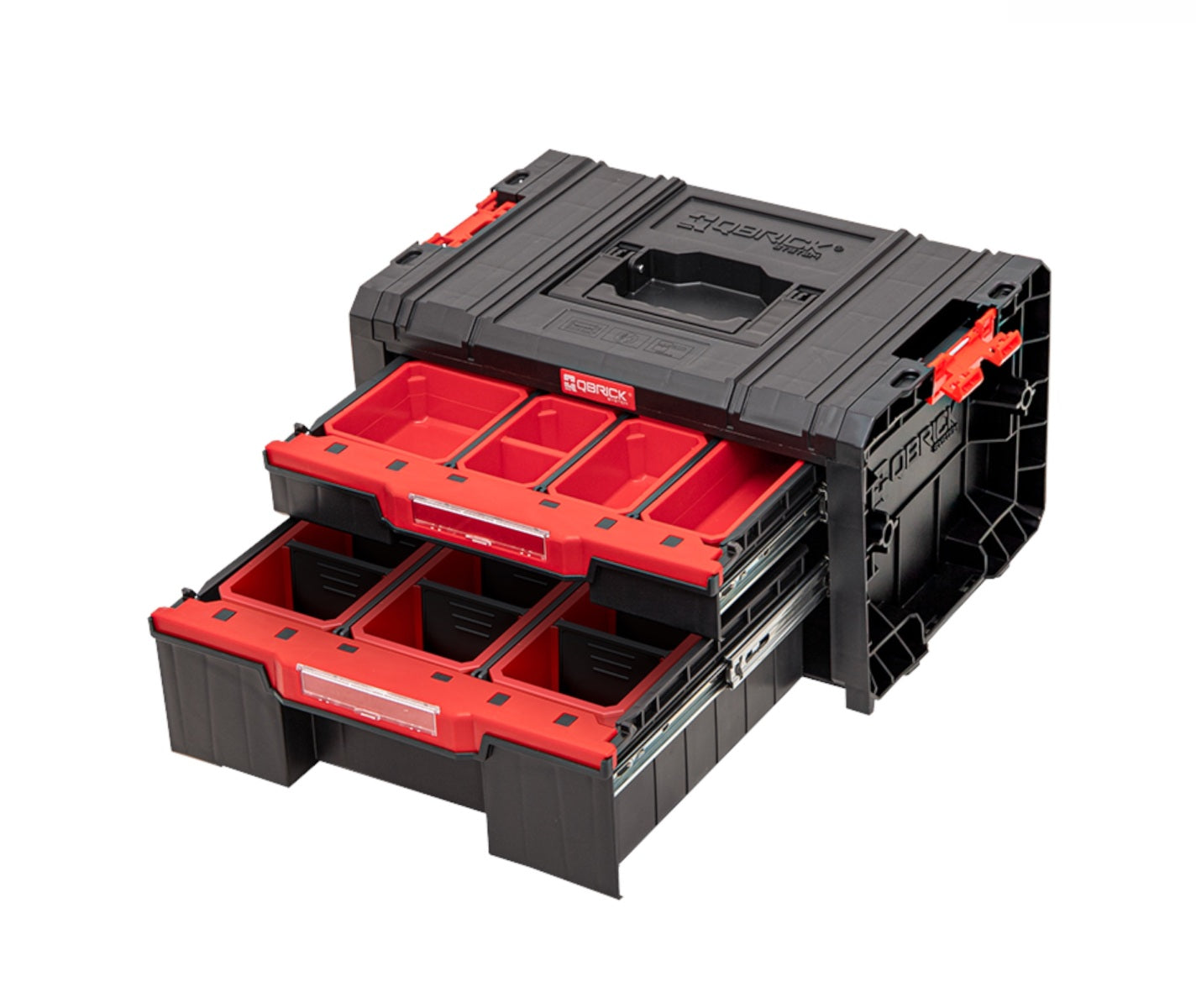 Qbrick System Pro Drawer 2 Expert, Schubladenschrank - 45 x 32 x 24,5 cm PRO Drawer 2 Modularer Werkzeugkasten mit 2 Schublade