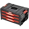 Qbrick System Werkzeugkoffer Werkzeugkasten Leer Werkzeugkiste PRO Drawer 3 Toolbox 2.0 Basic Schwarz Rot 450 x 310 x 244 mm