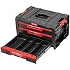 Qbrick System Werkzeugkoffer Werkzeugkasten Leer Werkzeugkiste PRO Drawer 3 Toolbox 2.0 Basic Schwarz Rot 450 x 310 x 244 mm